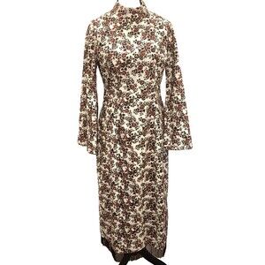 NWT Mason's Daughter Dress Women's Small Floral Long Sleeve Mod Fringe Boho